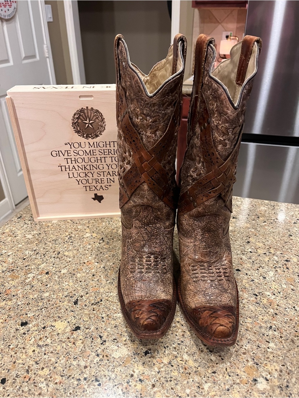 Corral Women's Cognac Brown Western Lace Up Boot with Braided Accents Size 6M